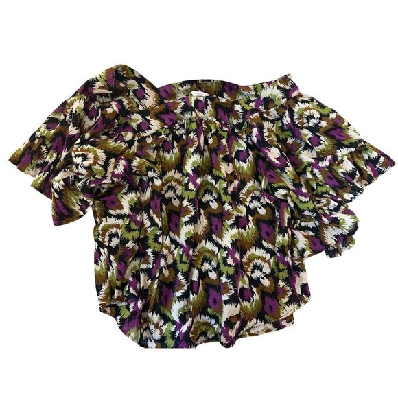 Terra & Sky Womens Off-Shoulder Ruffle Blouse 1X Colorful 100% Cotton Boho Art - Picture 1 of 4